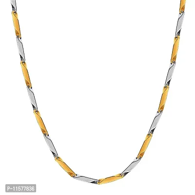 Mens Popular Stainless Steel Chain For Men and Boys Stylish Matte Finish Chains Necklace. (Golden and Silver)-thumb0