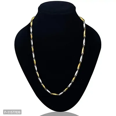 Mens Popular Stainless Steel Chain For Men and Boys Stylish Matte Finish Chains Necklace. (Golden and Silver)-thumb4