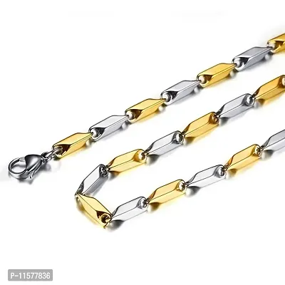 Mens Popular Stainless Steel Chain For Men and Boys Stylish Matte Finish Chains Necklace. (Golden and Silver)-thumb5