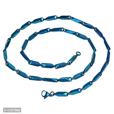 Mens Popular Stainless Steel Chain For Men and Boys Stylish Matte Finish Chains Necklace. (Blue)