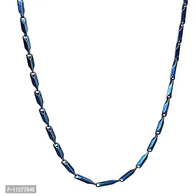 Mens Popular Stainless Steel Chain For Men and Boys Stylish Matte Finish Chains Necklace. (Blue)-thumb2