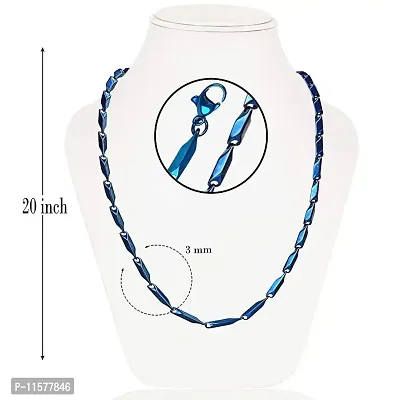 Mens Popular Stainless Steel Chain For Men and Boys Stylish Matte Finish Chains Necklace. (Blue)-thumb3