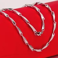 Mens Popular Stainless Steel Chain For Men and Boys Stylish Matte Finish Chains Necklace. (Silver)-thumb2