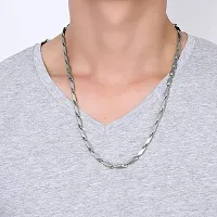 Mens Popular Stainless Steel Chain For Men and Boys Stylish Matte Finish Chains Necklace. (Silver)-thumb3