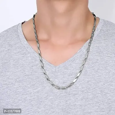 Mens Popular Stainless Steel Chain For Men and Boys Stylish Matte Finish Chains Necklace. (Silver)-thumb4