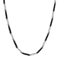 Mens Double Coated Popular Stainless Steel Chain For Men and Boys Stylish Matte Finish Chains Necklace. (Black and Silver)-thumb1
