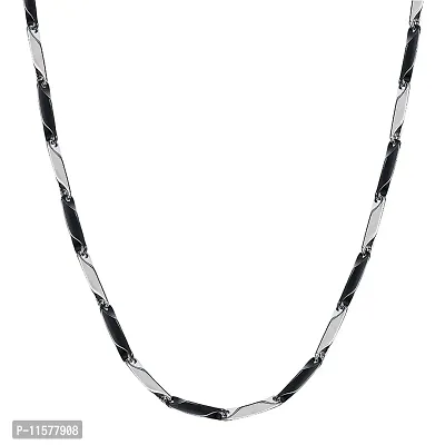 Mens Double Coated Popular Stainless Steel Chain For Men and Boys Stylish Matte Finish Chains Necklace. (Black and Silver)-thumb2