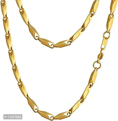 Mens Popular Stainless Steel Chain For Men and Boys Stylish Matte Finish Chains Necklace. (Golden)
