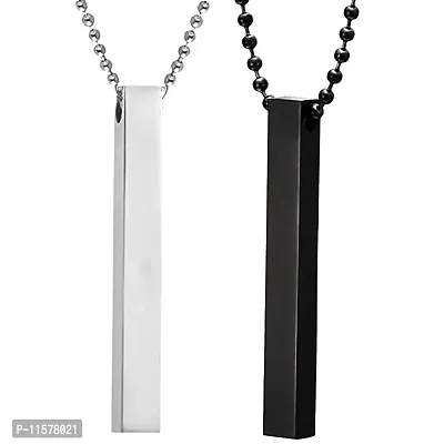 Stainless Steel Black and Silver Locket Pendant Necklace For Boys and Men.