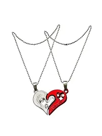 Perfect4U Stainless Steel Locket For Couple ( Red and Silver)-thumb1