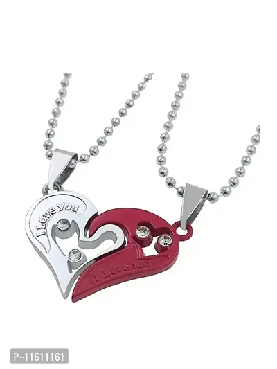 Perfect4U Stainless Steel Locket For Couple ( Red and Silver)-thumb3