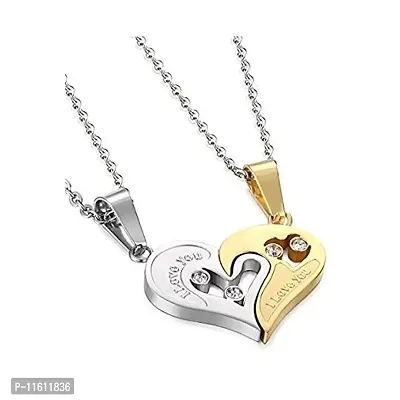 Perfect4U Stainless Steel Locket For Couple (Golden and Silver)