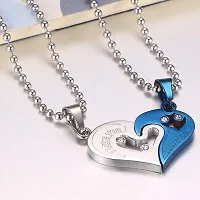 Stainless Steel Locket For Couple (Blue and Silver)-thumb1