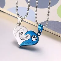 Stainless Steel Locket For Couple (Blue and Silver)-thumb2