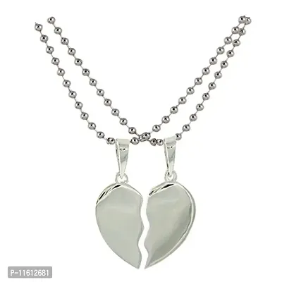 Perfect4U Stainless Steel Locket For Couple ( Silver )