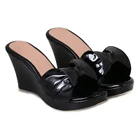 perfect step Women's Fashion Sandals | Faux Leather Comfortable and Stylish Wedge Slio On | For Casual Wear & Formal Wear Occasions 3 Inches Heel | For Women & Girls (Color- Black, Size-7)-thumb4