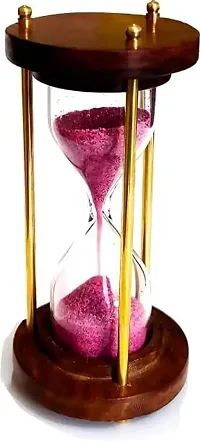 Nikhat instruments  pink sand timer wooden base-thumb2