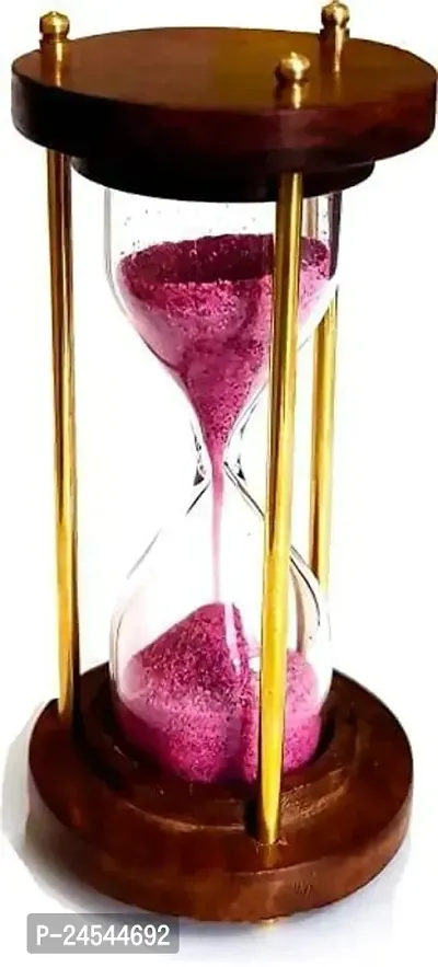 Nikhat instruments  pink sand timer wooden base-thumb3