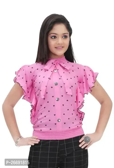 Elegant Pink Cotton Printed Top For Women-thumb0