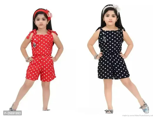 Stylish Rayon Printed Basic Jumpsuit For Girls, Pack Of 2