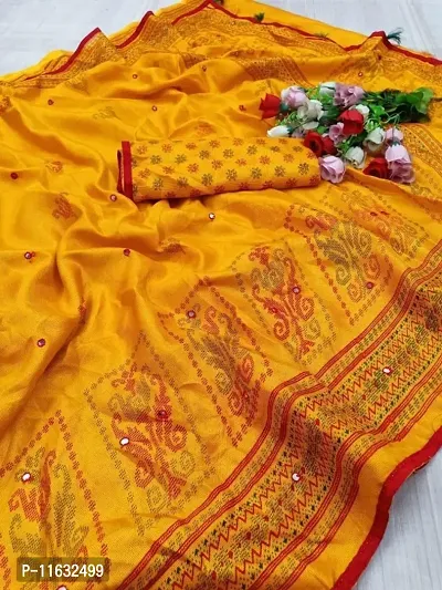 Classic Jute Silk  Embroidered Saree with Blouse piece