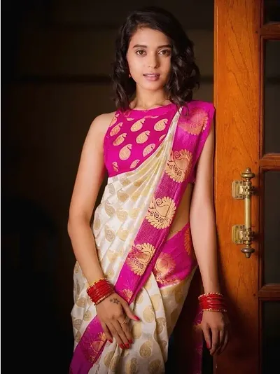 Latest Beautiful Art Silk Saree with Blouse piece