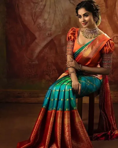 Classic Silk Blend Jacquard Saree with Blouse piece