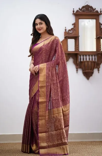 Classic Silk Blend Jacquard Saree with Blouse piece