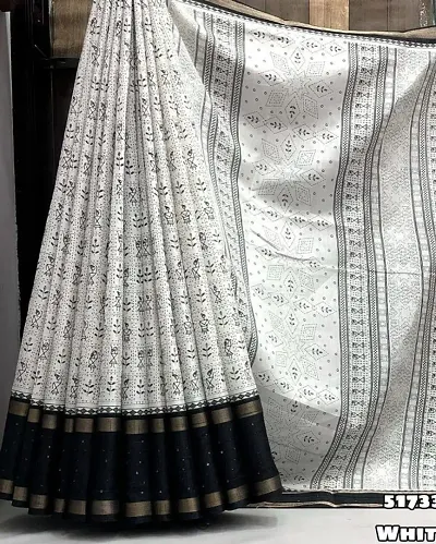 White Silk Sarees With Blouse Piece