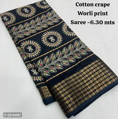 Beautiful  Art Silk Printed Saree with Blouse Piece-thumb0