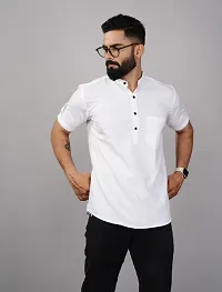 White Solid Short Kurta-thumb1