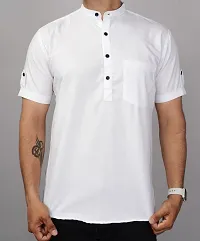 White Solid Short Kurta-thumb4