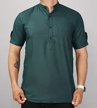 Classic Cotton Solid Short Kurta for Men-thumb2