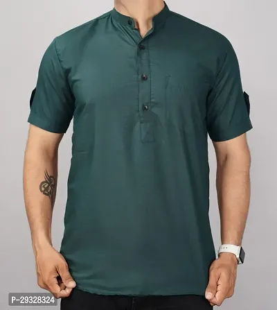 Classic Cotton Solid Short Kurta for Men-thumb3