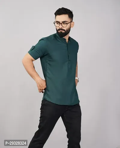 Classic Cotton Solid Short Kurta for Men-thumb4