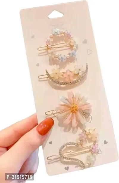 Stylish Multi Design 4 Pieces Lock Pin Hair Clips For Women-thumb0