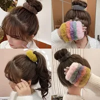 Stylish Fur Hair Rubber Band Hair Ties For Women And Girls-12 Pieces-thumb3