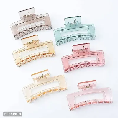 Stylish Water Color Transparent Hair Clutcher Hair Claw For Women- 6 Pieces