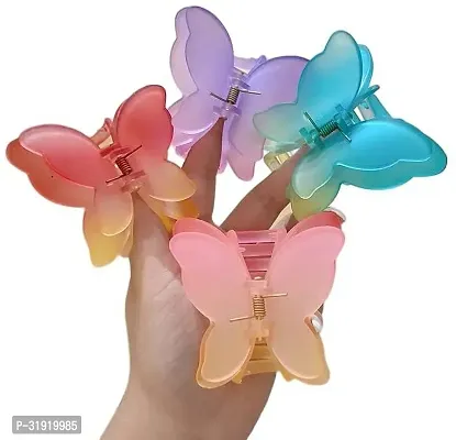 Stylish 4 Pieces Multicolor Butterfly Hair Clutcher For Girls And Women-thumb0