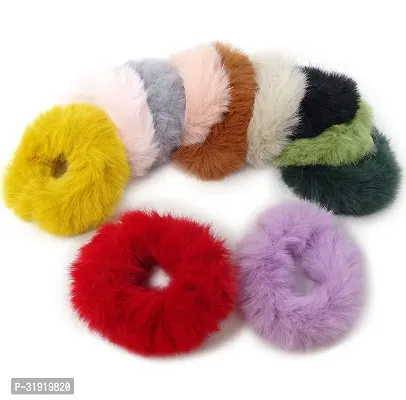 Stylish Fur Hair Rubber Band Hair Ties For Women And Girls-12 Pieces-thumb0