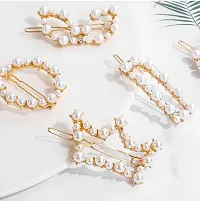 Stylish Pearl Word Hair Clips For Women And Girls- 6 Pieces-thumb1