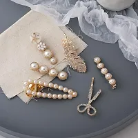 Stylish Korean Style Pearl Barrettes Hairpins For Girls- 6 Pieces-thumb1