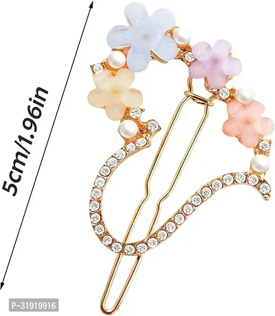 Stylish Korean Stone Work Metal Hair Clip Hair Pin-4 Pieces-thumb4