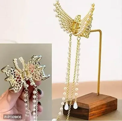 Stylish Pearl Butterfly Metal Hair Clutcher Clips For Women-thumb5