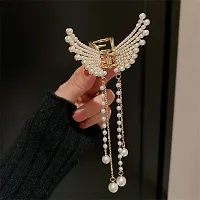 Stylish Pearl Butterfly Metal Hair Clutcher Clips For Women-thumb2