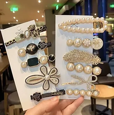 KK CREATIONS 11 PCS OF AND PEARL AND STONE KOREAN STYLE HAIR ACCESSORIES FOR WOMEN