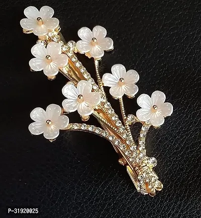 Stylish White Flower Design Pearl Hair Pin For Girls And Women-thumb2