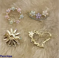 Stylish Pancikaa Korean Hair Clips Clamps Pearl Metal Clips Barrettes Pins For Women- 4 Pieces-thumb3