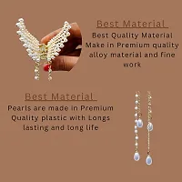 Stylish White Pearl Butterfly Metal Hair Clutcher For Women And Girls-thumb3