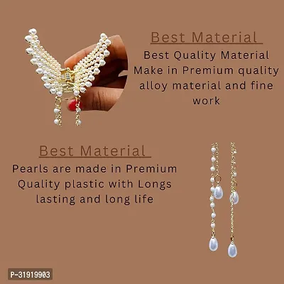 Stylish White Pearl Butterfly Metal Hair Clutcher For Women And Girls-thumb4